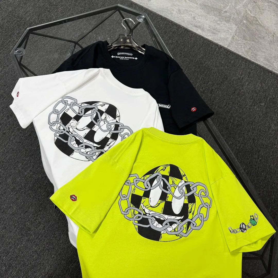 P180 Chrome Hearts 25 high version fabrics made of 300g high-density cotton, no deformation, no shrinkage, complete with three labels, same style for men and women, process: sleeve embroidery + digital printing, color: white, black, fluorescent green, SIZE: S-XL